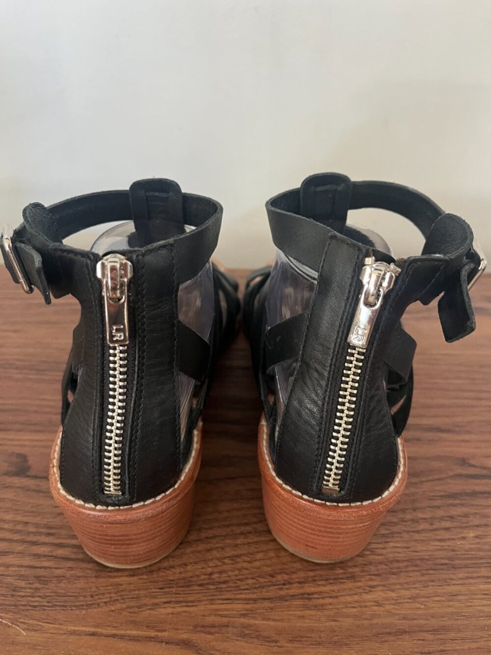Loeffler Randall Rooney Black Leather Fisherman Heeled Sandals sz 9 Buckle 90s - Picture 5 of 6